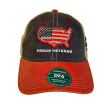Load image into Gallery viewer, Proud Veteran (Navy/Scarlet Trucker Cap)