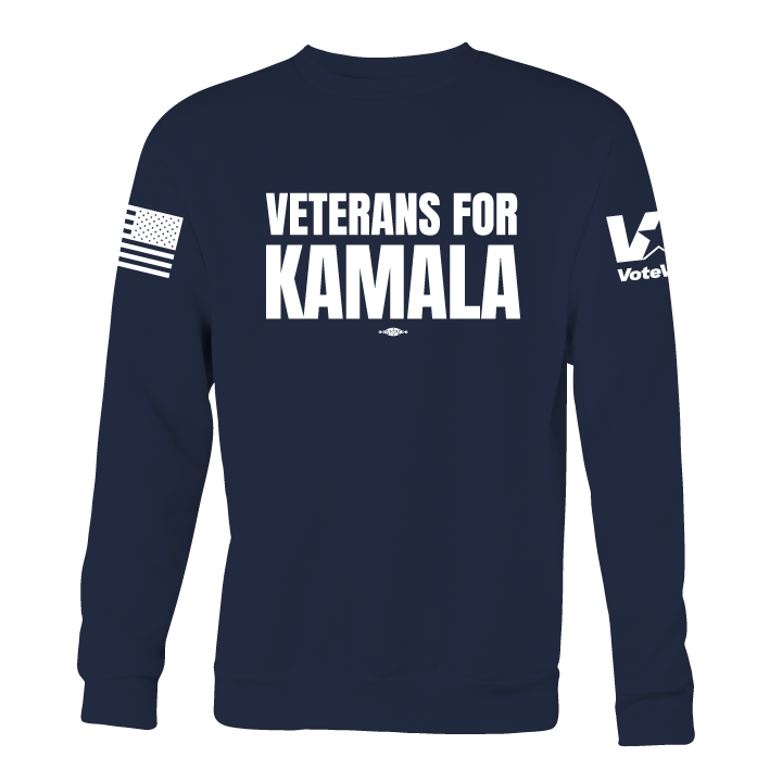 Veterans For Kamala (Navy Crewneck Sweater)